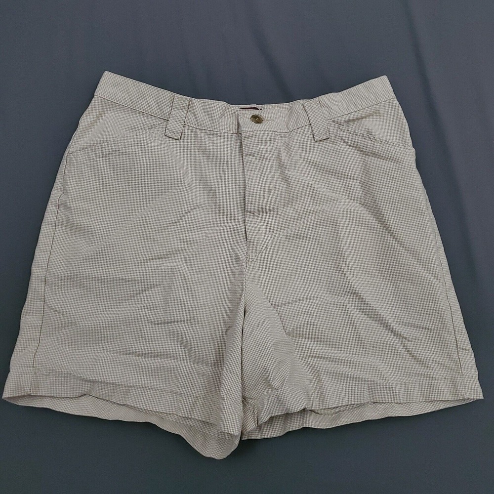 Riders Casuals Womens Sz 12 Khaki Gingham Micro Check Cotton High Rise Shorts 5"